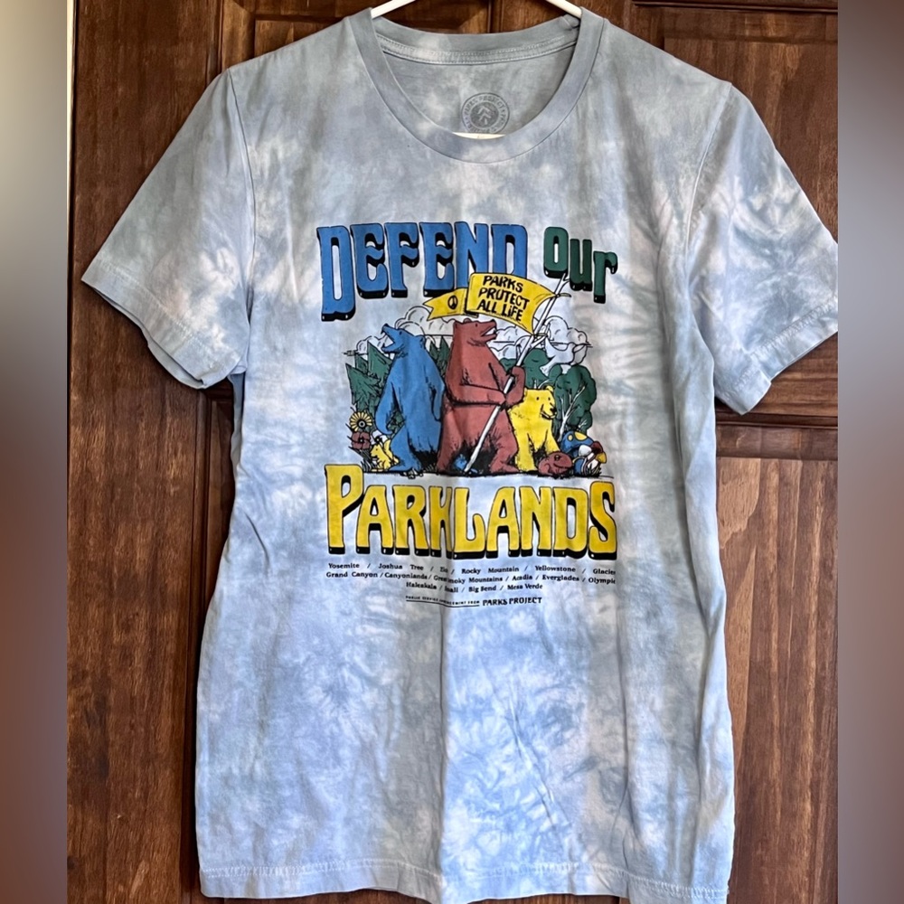 Park’s Project Defend our Parkland Blue Tie Dyed Medium Unisex Graphic Tee Shirt